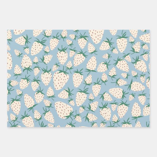 Exotische weiße Erdbeeren süße, bunte Früchte Geschenkpapier Set (Vorderseite)