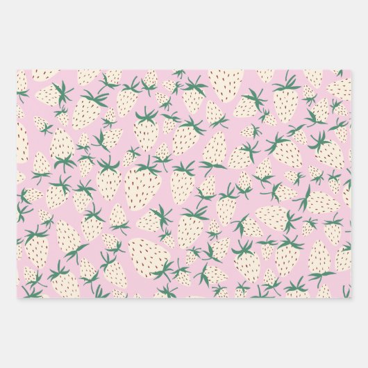 Exotische weiße Erdbeeren süße, bunte Früchte Geschenkpapier Set (Vorderseite 3)