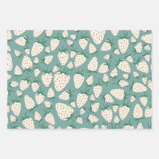 Exotische weiße Erdbeeren süße, bunte Früchte Geschenkpapier Set (Vorderseite 3)