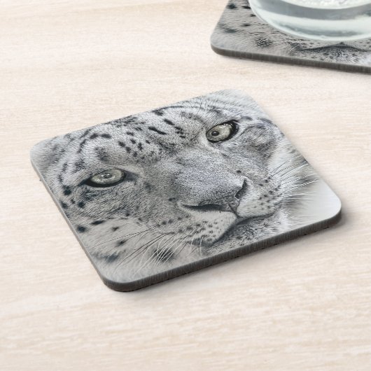 Exotische Weißschneeleopard Untersetzer (Linke Seite)