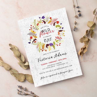 Exotische Wildblume Wreath Birthday Einladung