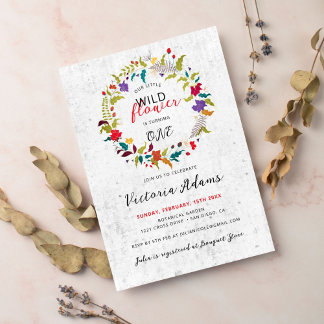 Exotische Wildblume Wreath Birthday Einladung