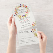 Exotische Wildblume Wreath Wedding All In One Einladung (Abreißtisch)