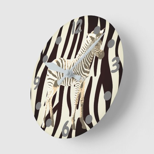 Exotische Zebra Runde Wanduhr (Winkel)