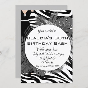 Exotische Zebradrucken - elegante Geburtstagseinla Einladung