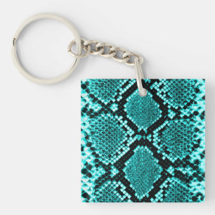 Exotischer Aqua-Diamant-Klapperschlangen-Haut-Tier Schlüsselanhänger