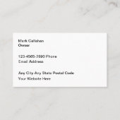 Exotischer Auto-Verkaufs-Ausstellungsraum Visitenkarte (Rückseite)