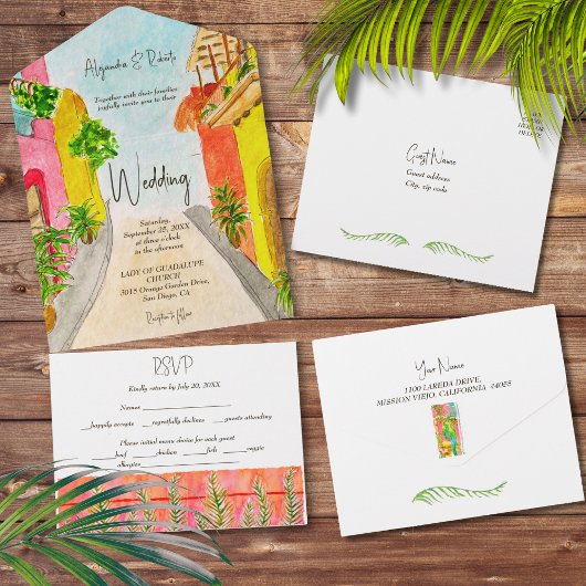 Exotischer Bird Lush Garden Hochzeit All In One Einladung