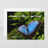 Exotischer Blauer Schmetterling b) Postkarte (Vorne/Hinten)