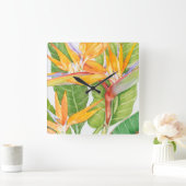Exotischer BlumenWatercolor Quadratische Wanduhr (Zuhause)