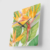 Exotischer BlumenWatercolor Quadratische Wanduhr (Winkel)