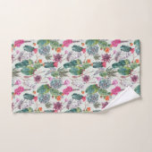 Exotischer Boho Aquarell-Kaktus u. saftiges Muster Badhandtuch Set (Handtuch)
