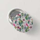 Exotischer Boho Aquarell-Kaktus u. saftiges Muster Button (Vorne & Hinten)