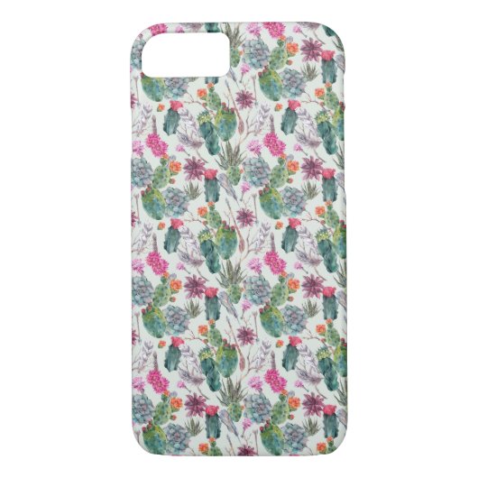 Exotischer Boho Aquarell-Kaktus u. saftiges Muster Case-Mate iPhone Hülle (Rückseite)