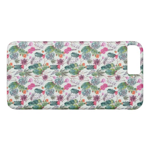 Exotischer Boho Aquarell-Kaktus u. saftiges Muster Case-Mate iPhone Hülle (Rückseite (Horizontal))