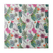 Exotischer Boho Aquarell-Kaktus u. saftiges Muster Fliese (Vorderseite)