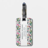 Exotischer Boho Aquarell-Kaktus u. saftiges Muster Gepäckanhänger (Rückseite vertikal)