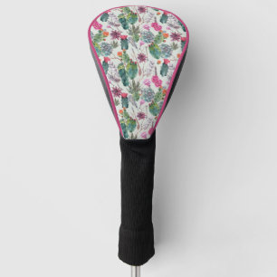 Exotischer Boho Aquarell-Kaktus u. saftiges Muster Golf Headcover