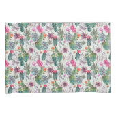 Exotischer Boho Aquarell-Kaktus u. saftiges Muster Kissenbezug (Vorderseite-Rechts)