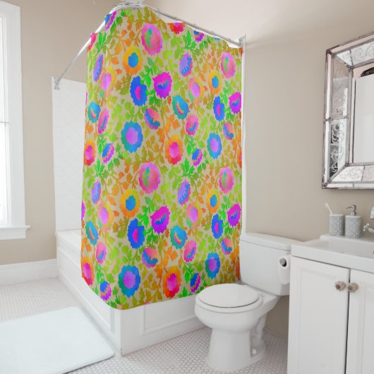 Exotischer Chintz Blumendesign Beige Duschvorhang (Beispiel)