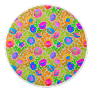 Exotischer Chintz Blumendesign Beige Keramikknauf