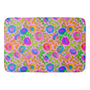 Exotischer Chintz-Blumenmuster Rosa Badematte