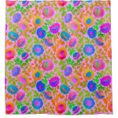 Exotischer Chintz-Blumenmuster Rosa Duschvorhang (Vorderseite)