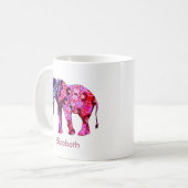 Exotischer Elefant mit einem farbenfrohen östliche Kaffeetasse (Vorderseite Links)
