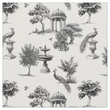 Exotischer Gart-Pfauen-Vögel Toile de Jouy
