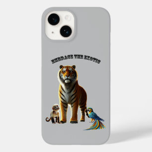 Exotischer Haustierliebhaber mit Tiger, Affe und A Case-Mate iPhone 14 Hülle