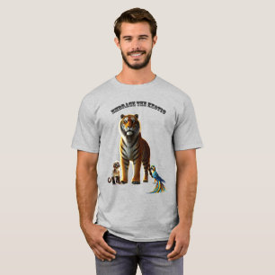 Exotischer Haustierliebhaber mit Tiger, Affe und A T-Shirt