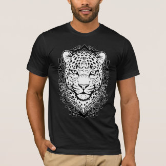 Exotischer Leopardenkopf Linienkunst Schwarz und W T-Shirt