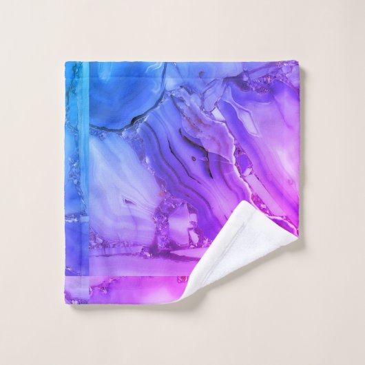Exotischer Lila Marmor Badhandtuch Set (Waschlappen)