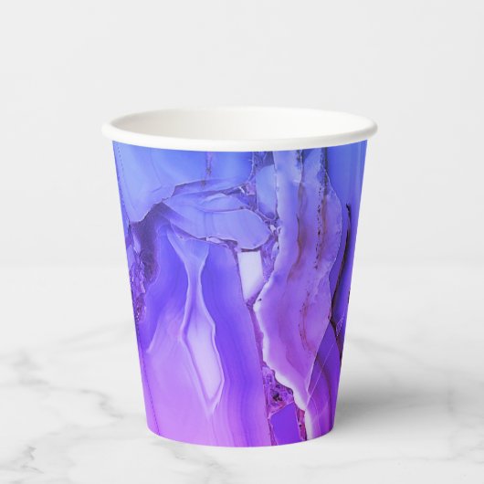 Exotischer Lila Marmor Pappbecher (Vorderseite)