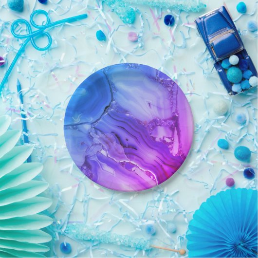Exotischer Lila Marmor Pappteller (Party)