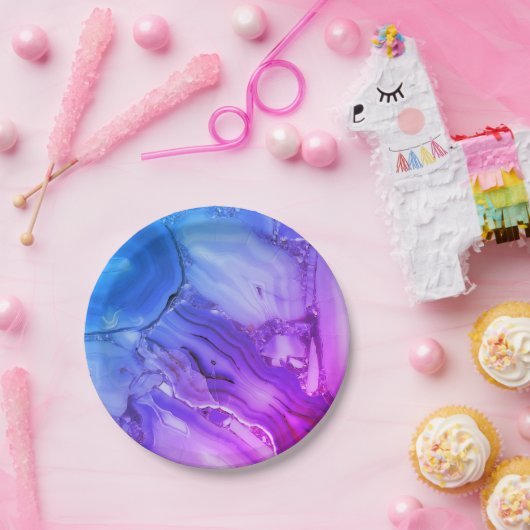 Exotischer Lila Marmor Pappteller (Party)