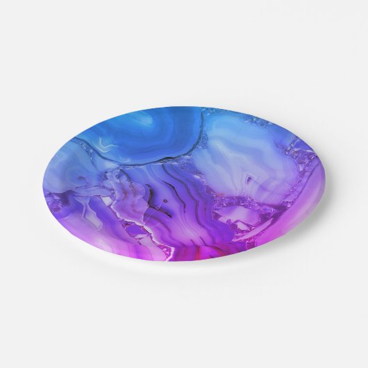 Exotischer Lila Marmor Pappteller (Schrägansicht)