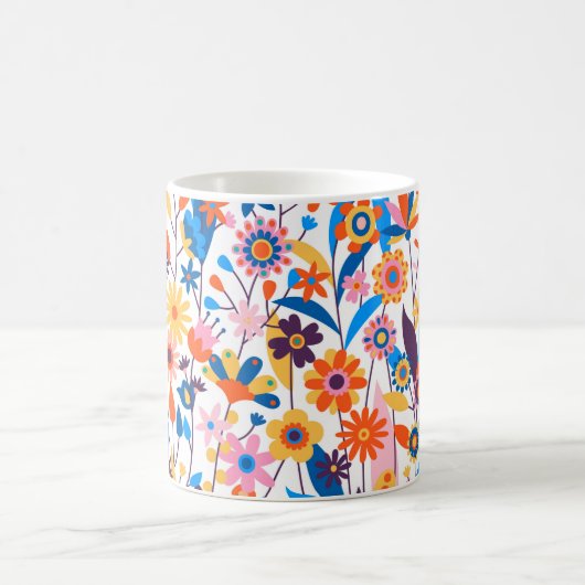 Exotischer mehrfarbiger Blumenhintergrund-32939 Kaffeetasse (Mittel)