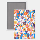 Exotischer mehrfarbiger Blumenhintergrund-32939 Magnet (Vorderseite/Rückseite)