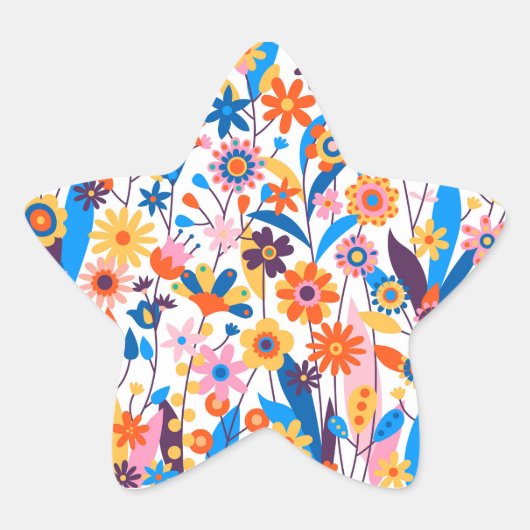 Exotischer mehrfarbiger Blumenhintergrund-32939 Stern-Aufkleber (Vorderseite)