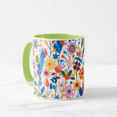Exotischer mehrfarbiger Blumenhintergrund-32939 Tasse (Vorderseite Links)