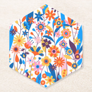 Exotischer mehrfarbiger Blumenhintergrund-32939 Untersetzer