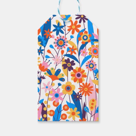 Exotischer mehrfarbiger Blumenhintergrund Geschenkanhänger (Vorderseite)