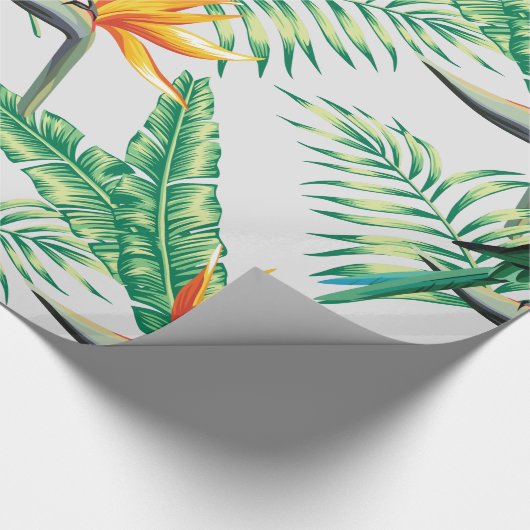 Exotischer Papagei und orangefarbene Blume Geschenkpapier (Ecke)