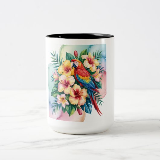 Exotischer Papagei Zweifarbige Tasse (Mittel)