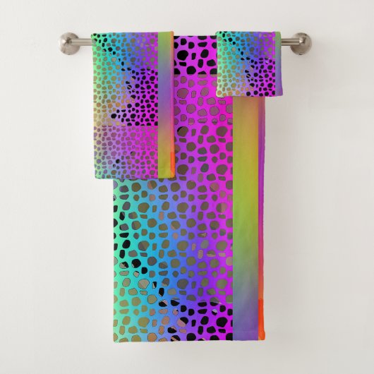 EXOTISCHER REGENBOGEN-FALSCHER TIERDRUCK BADHANDTUCH SET (Insitu)