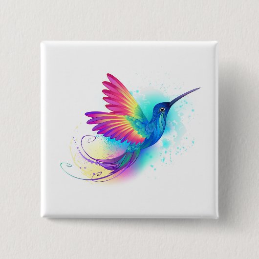 Exotischer Regenbogenkolibri Button (Vorderseite)