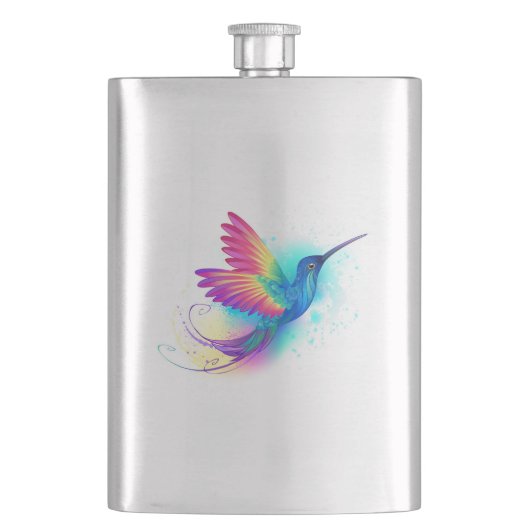 Exotischer Regenbogenkolibri Flachmann (Vorderseite)