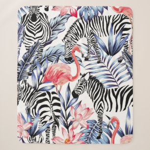 Exotischer rosa Flamingo, Zebra auf Hintergrund So Sherpadecke