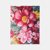 Exotischer rosa tropischer Blumengarten Fleecedecke (Vorderseite)